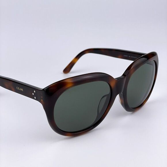NEW CELINE CL40071F 56N Dark Havana Green Round Women Sunglasses - Picture 5 of 11